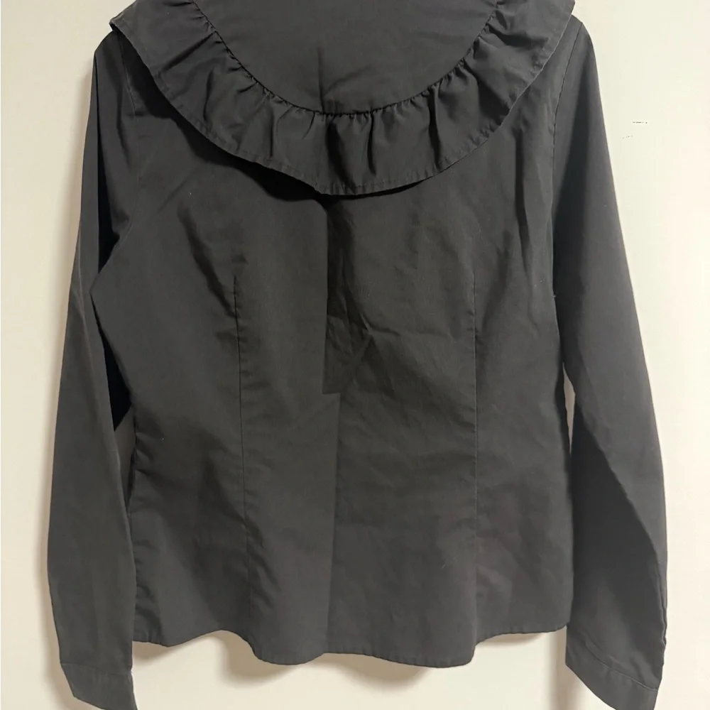 Miss Lili Black Ruffled Blouse Large